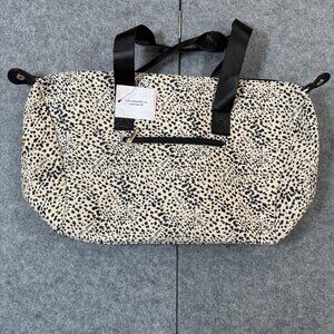 NWT Mali + Lili Womens Cream Black Leopard Print Detachable Strap Travel Tote